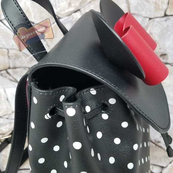 Disney minnie mouse Backpack Novelty Bag Purse Black Polka Dot kate spade